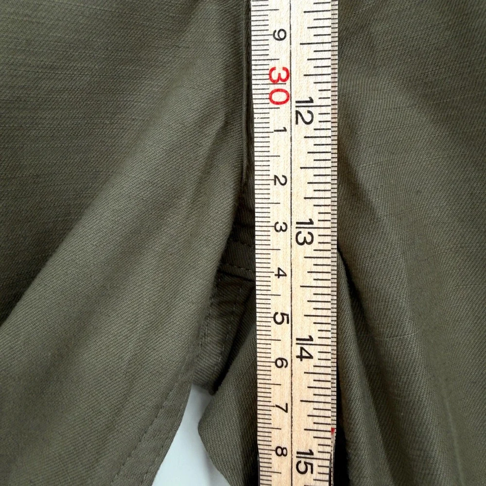 Everlane Fatigue Barrel Pants Green Organic Cotton Linen High Rise Trousers 14